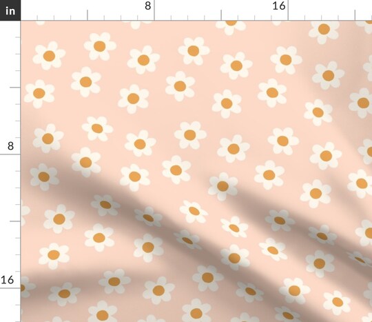 Groovy Retro Flowers 90S Daisy Boho Cute Girly Girls Room Tween Nineties Vintage Floral Pink Blush Custom Printed Fabric by Spoonflower Various Fabrics by the Yard or Fat Quarter